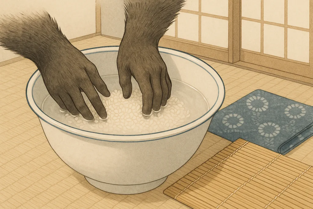 Washing sushi rice until water runs clear